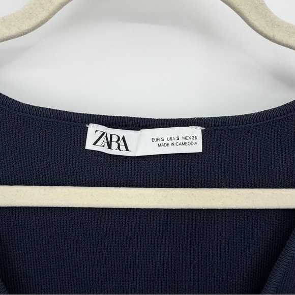 Zara Navy Blue Vest - Women’s Size Small knit silver button front - Picture 2 of 5